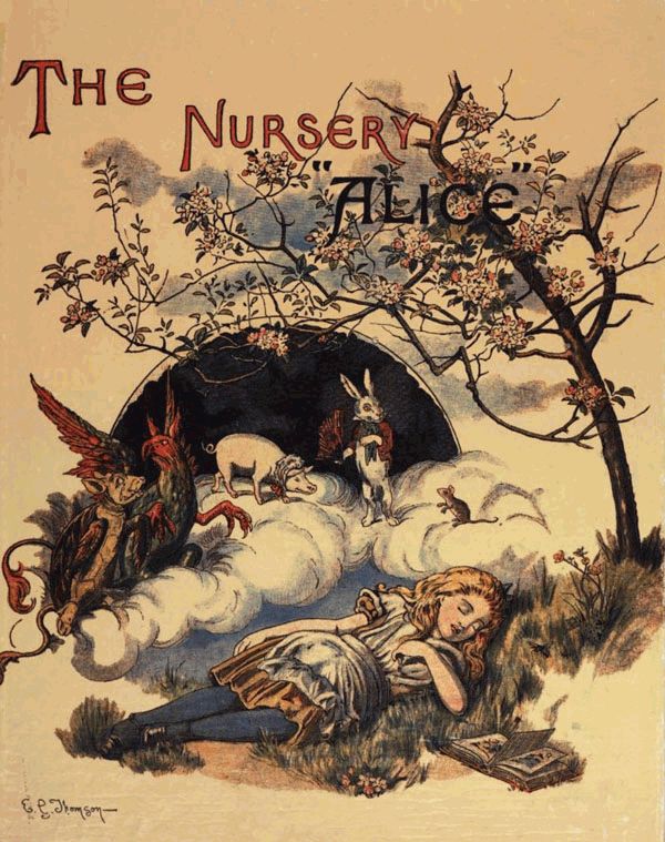 cover - Alice sleeping under a tree, dreaming of white rabbit and other characters